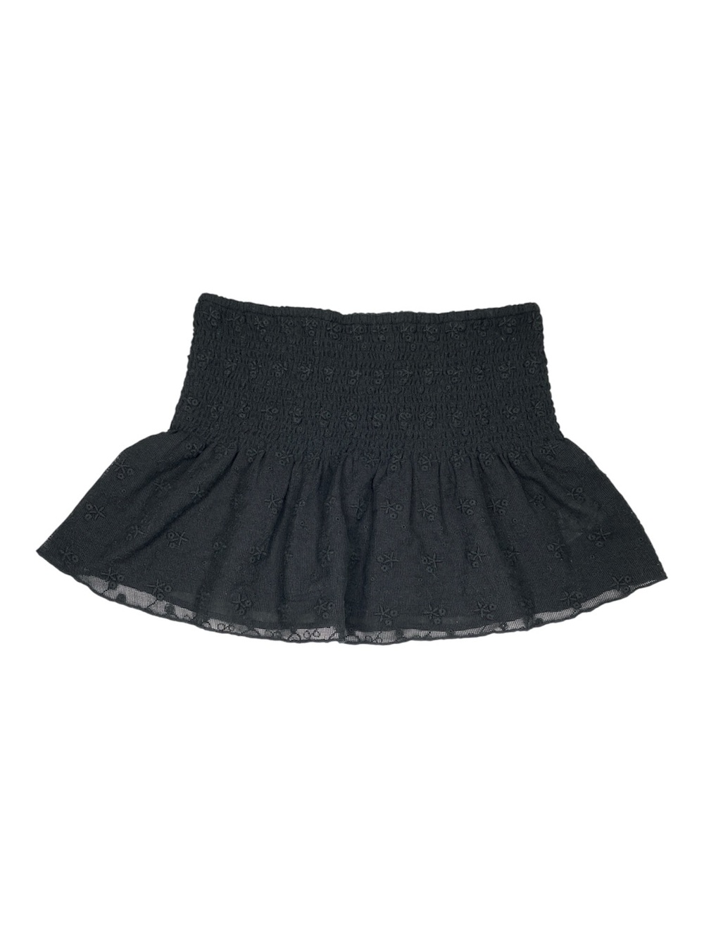 American Eagle Y2K Black Smocked Lace Micro Mini Skirt Lined Size M - Picture 2 of 6